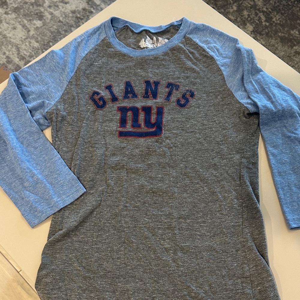 NFL NY Giants Football - 3/4 Sleeve Shirt - Blue & Gray